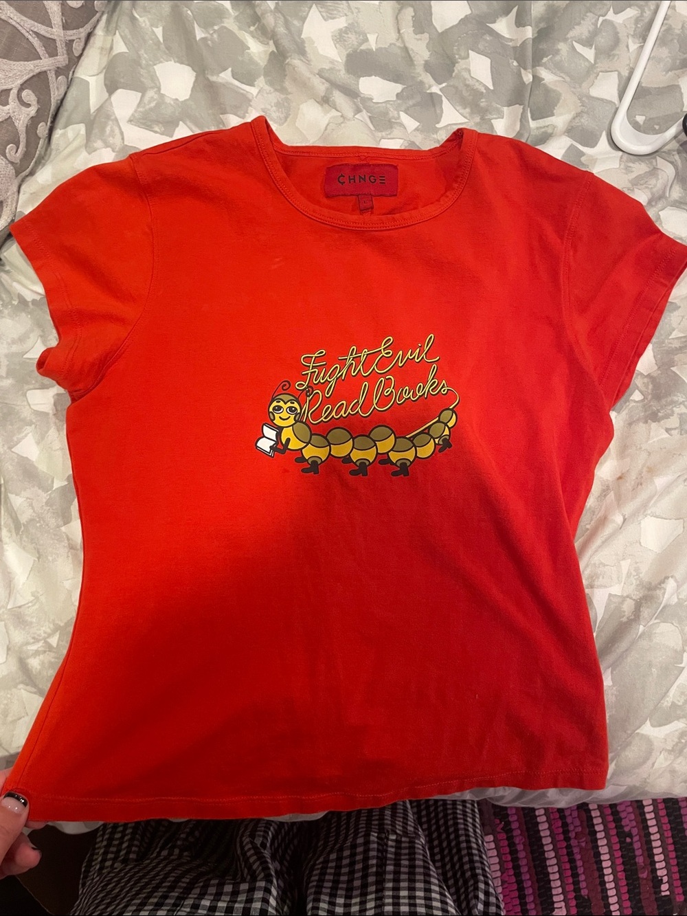 CHNGE Red Short-Sleeve Tee with Centipede Book Graphic